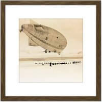 Artery8 Photo Airship Norway Mooring NY-Alesund 1926 8X8 Inch Square Wooden Framed Wall Art Print Picture with Mount in Brown