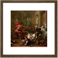 Artery8 Ricci Perseus Phineus Head Medusa Greek Myth Painting 8X8 Inch Square Wooden Framed Wall Art Print Picture with Mount in Brown