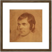 Artery8 Skirving Portrait Scottish Poet Robert Burns Drawing 8X8 Inch Square Wooden Framed Wall Art Print Picture with Mount in Brown
