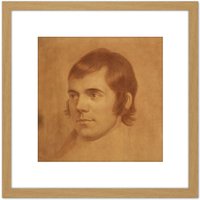 Artery8 Skirving Portrait Scottish Poet Robert Burns Drawing 8X8 Inch Square Wooden Framed Wall Art Print Picture with Mount in Light Oak