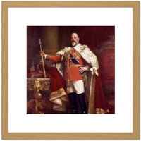 Artery8 Fildes Portrait British King Edward VII Painting 8X8 Inch Square Wooden Framed Wall Art Print Picture with Mount in Light Oak