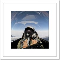 Artery8 Military USA USAF Air Force Pilot F-16 Fighting Falcon Jet Photo 8X8 Inch Square Wooden Framed Wall Art Print Picture with Mount in White