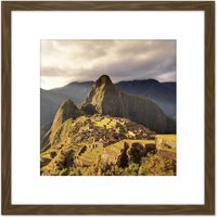 Artery8 St Amant Macchu Picchu Cusco Peru Landscape Photo 8X8 Inch Square Wooden Framed Wall Art Print Picture with Mount in Brown