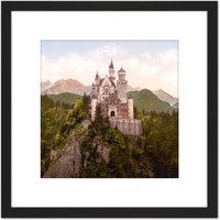 Artery8 Neuschwanstein Castle Bavaria Germany Landscape Photo 8X8 Inch Square Wooden Framed Wall Art Print Picture with Mount in Black