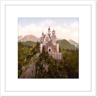 Artery8 Neuschwanstein Castle Bavaria Germany Landscape Photo 8X8 Inch Square Wooden Framed Wall Art Print Picture with Mount in White