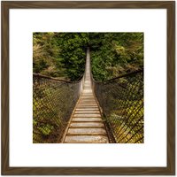 Artery8 Delso Lynn Canyon Suspension Bridge Canada Photo 8X8 Inch Square Wooden Framed Wall Art Print Picture with Mount in Brown