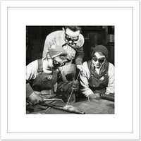 Artery8 Marshall Women Welding Steel Industry Photo 8X8 Inch Square Wooden Framed Wall Art Print Picture with Mount in White