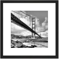 Artery8 Almonroth Golden Gate Bridge San Francisco Photo 8X8 Inch Square Wooden Framed Wall Art Print Picture with Mount in Black