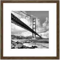 Artery8 Almonroth Golden Gate Bridge San Francisco Photo 8X8 Inch Square Wooden Framed Wall Art Print Picture with Mount in Brown