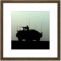 Artery8 Houlding Military UK Jackal Armoured Vehicle Photo 8X8 Inch Square Wooden Framed Wall Art Print Picture with Mount in Brown