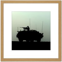 Artery8 Houlding Military UK Jackal Armoured Vehicle Photo 8X8 Inch Square Wooden Framed Wall Art Print Picture with Mount in Light Oak