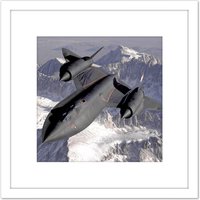 Artery8 Military USA USAF SR-71B Blackbird Aircraft Photo 8X8 Inch Square Wooden Framed Wall Art Print Picture with Mount in White