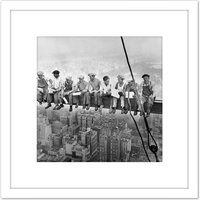 Artery8 Lunch Atop A Skyscraper New York 1932 Iconic Photo 8X8 Inch Square Wooden Framed Wall Art Print Picture with Mount in White