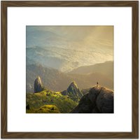 Artery8 Marcu Unspoilt Wilderness Ciucas Peak Romania Photo 8X8 Inch Square Wooden Framed Wall Art Print Picture with Mount in Brown