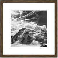 Artery8 Buisse Mont Blanc Tacul Mountain Summit Photo 8X8 Inch Square Wooden Framed Wall Art Print Picture with Mount in Brown