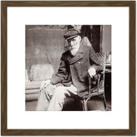 Artery8 Dornac Portrait Artist Pierre-Auguste Renoir Photo 8X8 Inch Square Wooden Framed Wall Art Print Picture with Mount in Brown