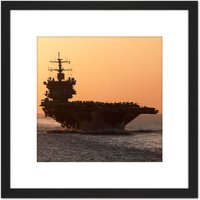 Artery8 Atherton Military USA Navy USS Enterprise Fleet Photo 8X8 Inch Square Wooden Framed Wall Art Print Picture with Mount in Black