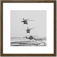 Artery8 Miltary USA Army UH-60 Black Hawk Helicopters Photo 8X8 Inch Square Wooden Framed Wall Art Print Picture with Mount in Brown