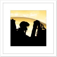 Artery8 Hughel Military USA F-15 Eagle Fighter Pilot Photo 8X8 Inch Square Wooden Framed Wall Art Print Picture with Mount in White