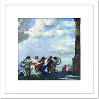 Artery8 Von Stuck The Dance Painting 8X8 Inch Square Wooden Framed Wall Art Print Picture with Mount in White