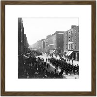 Artery8 Soldiers Parade Georges Street Limerick Ireland 1908 8X8 Inch Square Wooden Framed Wall Art Print Picture with Mount in Brown