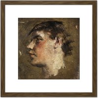 Artery8 Klinger Portrait Of Boy Head Face Painting 8X8 Inch Square Wooden Framed Wall Art Print Picture with Mount in Brown