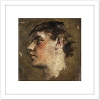 Artery8 Klinger Portrait Of Boy Head Face Painting 8X8 Inch Square Wooden Framed Wall Art Print Picture with Mount in White