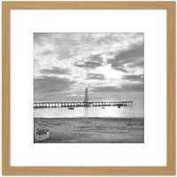 Artery8 Point Loma Coronado Beach San Diego California 1900 8X8 Inch Square Wooden Framed Wall Art Print Picture with Mount in Light Oak