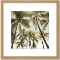 Artery8 Perrington Tropical Palm Trees Photo 8X8 Inch Square Wooden Framed Wall Art Print Picture with Mount in Light Oak