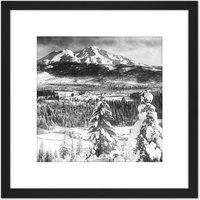 Artery8 CHS Sisson Town Mount Shasta Winter 1900 Photo 8X8 Inch Square Wooden Framed Wall Art Print Picture with Mount in Black