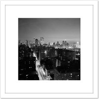 Artery8 Gottscho New York Madison Avenue Night 1937 Photo 8X8 Inch Square Wooden Framed Wall Art Print Picture with Mount in White