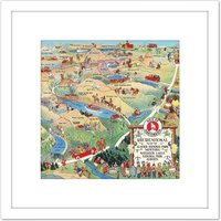 Artery8 Map Scheuerle 1925 Glacier National Park Montana USA 8X8 Inch Square Wooden Framed Wall Art Print Picture with Mount in White