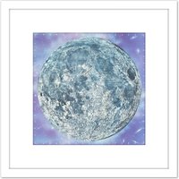 Artery8 Map Hammond 1966 Moon Chart Space Lunar Diagram 8X8 Inch Square Wooden Framed Wall Art Print Picture with Mount in White
