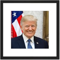 Artery8 Craighead Portrait US President Donald Trump Photo 8X8 Inch Square Wooden Framed Wall Art Print Picture with Mount in Black