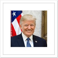 Artery8 Craighead Portrait US President Donald Trump Photo 8X8 Inch Square Wooden Framed Wall Art Print Picture with Mount in White