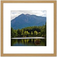 Artery8 Gillman Glencoe Lochan Highland Scotland Photo 8X8 Inch Square Wooden Framed Wall Art Print Picture with Mount in Light Oak