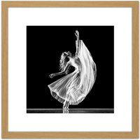 Artery8 Hofmann Ballerina Tarchick Dancing Ballet photo 8X8 Inch Square Wooden Framed Wall Art Print Picture with Mount in Light Oak