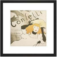 Artery8 Toulouse-Lautrec Bella Confetti Advert 8X8 Inch Square Wooden Framed Wall Art Print Picture with Mount in Black