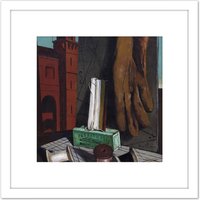 Artery8 Giorgio de Chirico I progetti della fanciulla 8X8 Inch Square Wooden Framed Wall Art Print Picture with Mount in White