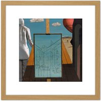 Artery8 Giorgio de Chirico Double Dream of Spring 8X8 Inch Square Wooden Framed Wall Art Print Picture with Mount in Light Oak