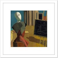 Artery8 Giorgio de Chirico The Seer 8X8 Inch Square Wooden Framed Wall Art Print Picture with Mount in White
