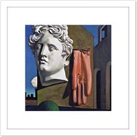 Artery8 Giorgio de Chirico Love Song 8X8 Inch Square Wooden Framed Wall Art Print Picture with Mount in White