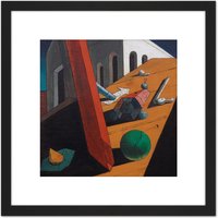 Artery8 Giorgio De Chirico Evil Genius Of A King 8X8 Inch Square Wooden Framed Wall Art Print Picture with Mount in Black