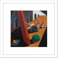 Artery8 Giorgio De Chirico Evil Genius Of A King 8X8 Inch Square Wooden Framed Wall Art Print Picture with Mount in White