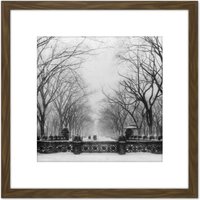 Artery8 New York City Central Park Vintage Photo 8X8 Inch Square Wooden Framed Wall Art Print Picture with Mount in Brown