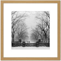Artery8 New York City Central Park Vintage Photo 8X8 Inch Square Wooden Framed Wall Art Print Picture with Mount in Light Oak