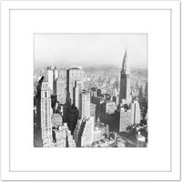 Artery8 New York City Manhattan View Vintage Photo 8X8 Inch Square Wooden Framed Wall Art Print Picture with Mount in White