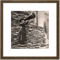 Artery8 New York Public Library Woman Donate Books 1910 8X8 Inch Square Wooden Framed Wall Art Print Picture with Mount in Brown