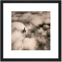 Artery8 New York Woolworth Building Above Clouds Aerial Vintage Photo 8X8 Inch Square Wooden Framed Wall Art Print Picture with Mount in Black