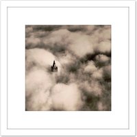 Artery8 New York Woolworth Building Above Clouds Aerial Vintage Photo 8X8 Inch Square Wooden Framed Wall Art Print Picture with Mount in White